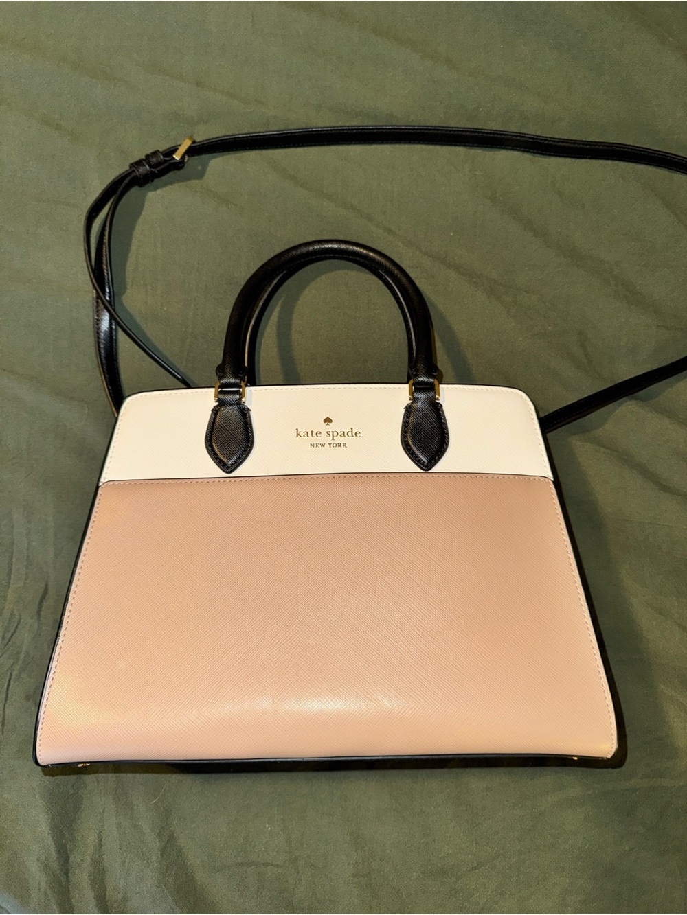 kate spade Pink, White & Black Structured Saffiano Satchel